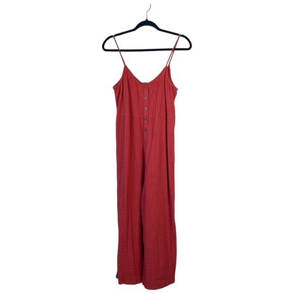 MADEWELL Textured Cover-Up Jumpsuit Fresh Chili 2022 Casual Summer Red Small - Picture 1 of 9